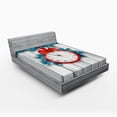thumbnail image 1 of Ambesonne New Year Fitted Sheet, Midnight Clock Pine, Full Size, Red and Pale Grey, 1 of 2