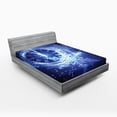 thumbnail image 1 of Ambesonne New Year Fitted Sheet, Snowflakes Pattern, Full Size, Blue, 1 of 2
