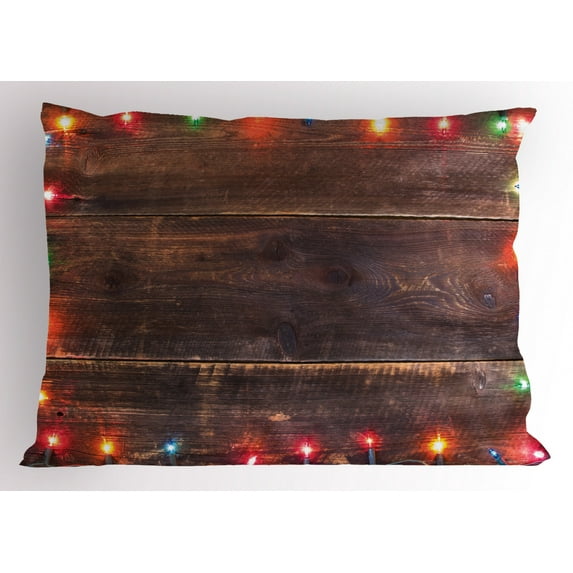 Ambesonne New Year Pillow Sham, Wooden Board Rustic, 36" X 20", Multicolor