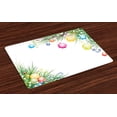 thumbnail image 1 of Ambesonne New Year Place Mats Set of 4, Colorful Baubles Theme, Standard Size, Multicolor, 1 of 4
