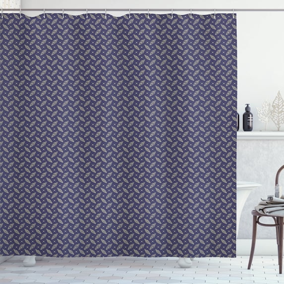Ambesonne New Year Shower Curtain, Line Art Christmas Motif, 69"Wx75"L, Dark Indigo and Pale Yellow