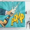thumbnail image 1 of Ambesonne New Year Shower Curtain, Pomp Champagne Pop Art, 69"Wx70"L, Turquoise and Multicolor, 1 of 5