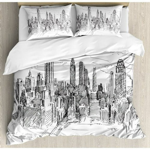 Ambesonne New York Cityscape Duvet Cover Set
