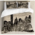 thumbnail image 1 of Ambesonne New York Duvet Cover Sets, Manhattan City Night, 2-King, Sepia Black, 1 of 7