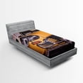 thumbnail image 1 of Ambesonne New York Fitted Sheet, Antique Yellow Taxi, Twin Size, Yellow Grey, 1 of 3