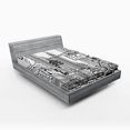thumbnail image 1 of Ambesonne New York Fitted Sheet, Downtown Manhattan, Full Size, Black and White, 1 of 3