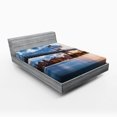thumbnail image 1 of Ambesonne New York Fitted Sheet, Kennedy Triboro, Full Size, Orange Peach Blue, 1 of 2