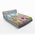 thumbnail image 1 of Ambesonne New York Fitted Sheet, Landscape Skyscrapes, Queen Size, Yellow and Sky Blue, 1 of 2