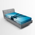 thumbnail image 1 of Ambesonne New York Fitted Sheet, Monochrome American, Twin XL Size, Blue White, 1 of 2