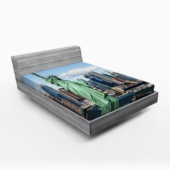Ambesonne New York Fitted Sheet, Warm Spring Day, Queen Size, Multicolor