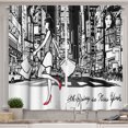 thumbnail image 1 of Ambesonne New York Kitchen Curtains, Lady Passing Crowded City, 55"x39", Dark Pink Charcoal Grey, 1 of 3