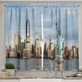 thumbnail image 1 of Ambesonne New York Kitchen Curtains, NYC Cityscape Skyscrapers, 55"x36", Purpleblue and Beige, 1 of 1