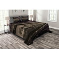thumbnail image 1 of Ambesonne New York Quilted Bedspread Set 3 Pcs, USA America Skyline, King Size, Pale Brown Dried Rose, 1 of 3