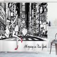 thumbnail image 1 of Ambesonne New York Shower Curtain, Lady Passing Crowded City, 69"Wx84"L, Dark Pink Charcoal Grey, 1 of 3