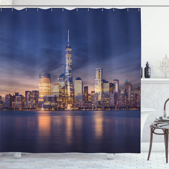 Ambesonne New York Shower Curtain, Manhattan Landscape, 69"Wx84"L, Multicolor