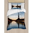 thumbnail image 1 of Ambesonne Night Duvet Cover Sets, Eiffel Tower at Twilight, 2-Twin, Pale Blue Yellow, 1 of 4