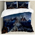 thumbnail image 1 of Ambesonne Night Duvet Cover Sets, Italy Mountains Milky Way, 2-King, Dark Blue Redwood Tan, 1 of 7