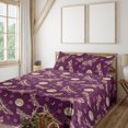thumbnail image 1 of Ambesonne Night Fitted & Flat Sheet with Sham 3 Pcs Set, Moon and Flowers Butterfly, Twin, Dark Magenta Pale Peach, 1 of 5