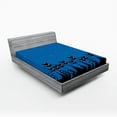 thumbnail image 1 of Ambesonne Night Fitted Sheet 2 Pcs Set, Black Cats Starry Sky, Queen, Blue Black White, 1 of 3