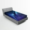 thumbnail image 1 of Ambesonne Night Fitted Sheet, Milky Way Cosmos Inspired, Twin Size, Aqua Dark Blue Black, 1 of 3