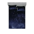thumbnail image 1 of Ambesonne Night Fitted Sheet & Pillow Sham Set, Ethereal Galactic View, Full, Dark Blue White, 1 of 2