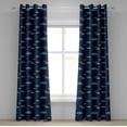 thumbnail image 1 of Ambesonne Night Grommet Curtain, Japanese Swirly Clouds Stars, 50"x120", Dark Sky Blue and Yellow, 1 of 5