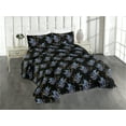 thumbnail image 1 of Ambesonne Night Jungle Quilted Bedspread Set 3 Pcs, Leafy Pattern Hues Art, Twin, Charcoal Grey Indigo, 1 of 4
