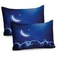 thumbnail image 1 of Ambesonne Night Pillow Sham 2 Pack, Crescent Moon and Stars, 30"x20", Royal Blue White, 1 of 3