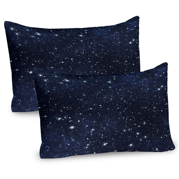 Ambesonne Night Pillow Sham 2 Pack, Vivid Celestial Sky View, 30"x20", Dark Blue White