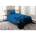thumbnail image 1 of Ambesonne Night Quilted Bedspread Set 2 Pcs, Black Cats Starry Sky, Twin Size, Blue Black White, 1 of 3