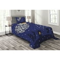 thumbnail image 1 of Ambesonne Night Quilted Bedspread Set 2 Pcs, Fantasy Character Village, Twin Size, Marigold White Blue, 1 of 3