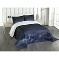 thumbnail image 1 of Ambesonne Night Quilted Bedspread Set 3 Pcs, Ethereal Galactic View, King Size, Dark Blue White, 1 of 5