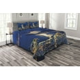 thumbnail image 1 of Ambesonne Night Quilted Bedspread Set 3 Pcs, Mountain Sugar Loaf Rio, King Size, Violet Blue Pale Grey, 1 of 3