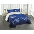 thumbnail image 1 of Ambesonne Night Quilted Coverlet 3 Pcs, Crescent Moon and Stars, King Size, Royal Blue White, 1 of 1