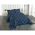thumbnail image 1 of Ambesonne Night Quilted Coverlet 3 Pcs, Japanese Swirly Clouds Stars, King Size, Dark Sky Blue and Yellow, 1 of 4