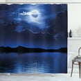 thumbnail image 1 of Ambesonne Night Shower Curtain, Fantasy Moon Calm Water, 69"Wx75"L, Navy Blue White Black, 1 of 3