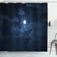 thumbnail image 1 of Ambesonne Night Shower Curtain, Full Moon Dark Clouds Fog, 69"Wx75"L, Dark Blue, 1 of 3