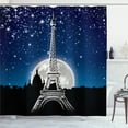 thumbnail image 1 of Ambesonne Night Shower Curtain, Moon Stars Eiffel Tower City, 69"Wx84"L, Charcoal Grey Dark Blue, 1 of 4