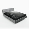 thumbnail image 1 of Ambesonne Night Sky Fitted Sheet, Full Moon and Clouds, Queen Size, Black White, 1 of 2