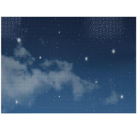 Ambesonne Night Sky Jigsaw Puzzle Durable Cardboard, Galaxy Illustration Art, 1000 pcs, Night Blue Blue Grey