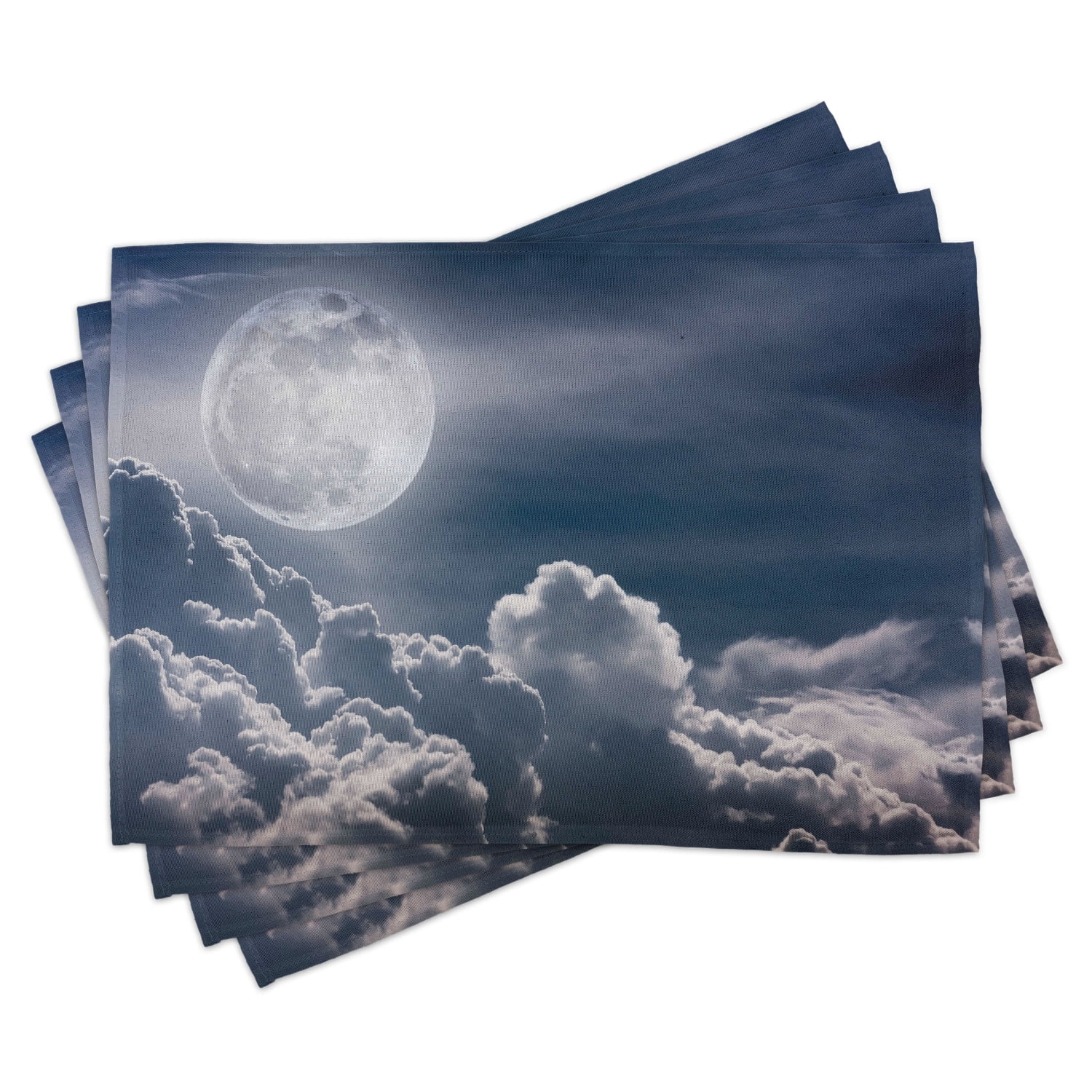 Ambesonne Night Sky Place Mats Set of 4, Celestial Photo Full Moon ...