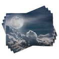 thumbnail image 1 of Ambesonne Night Sky Place Mats Set of 4, Celestial Photo Full Moon, Standard Size, Dark Blue White, 1 of 6