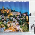 thumbnail image 1 of Ambesonne Night Sky Shower Curtain, Historic Hill Town Italy, 69"Wx75"L, Azure Blue and Olive Green, 1 of 4