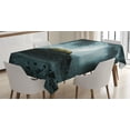 thumbnail image 1 of Ambesonne Night Sky Tablecloth Rectangular Table Cover, Full Moon and Castle, 60"x84", Green Black Slate Blue, 1 of 4