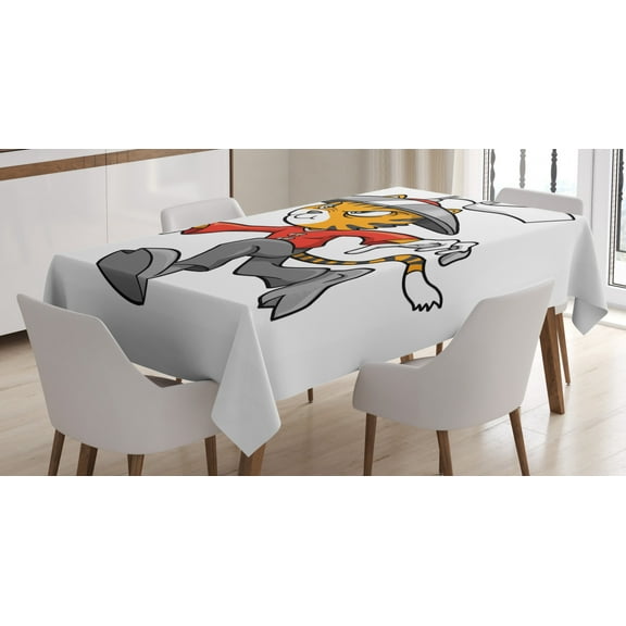 Ambesonne Ninja Cat Tablecloth Rectangular Table Cover, Warrior Cartoon, 60"x84", Multicolor