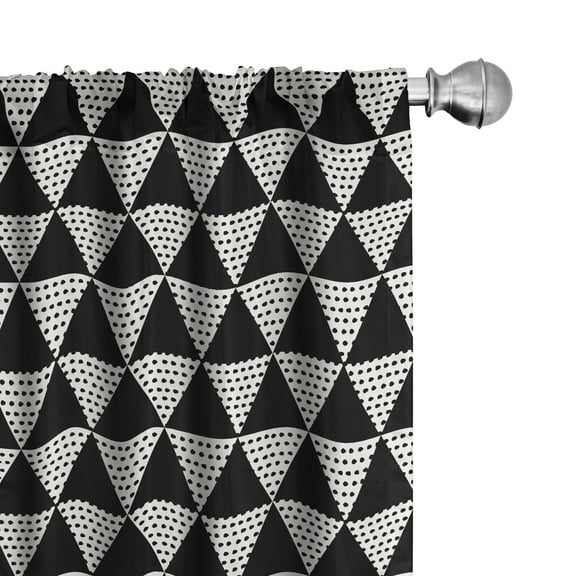 Ambesonne Nordic Curtains, Monochrome Geometric, Pair of 28"x95", Black and White