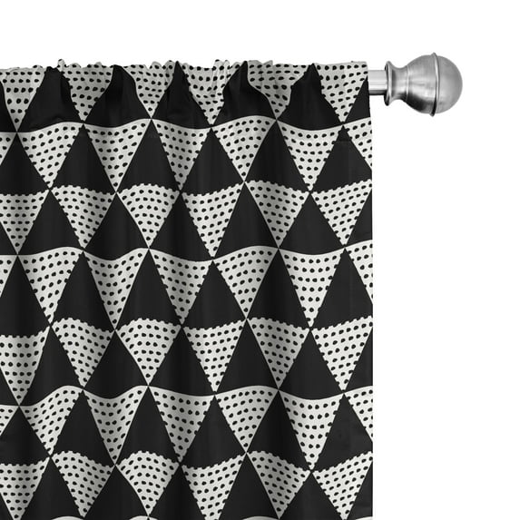 Ambesonne Nordic Curtains, Monochrome Geometric, Pair of 28"x95", Black and White