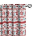 thumbnail image 1 of Ambesonne Nordic Curtains, Xmas Inspired Ornament, Pair of 28"x84", Red Sky Blue White, 1 of 5