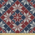 thumbnail image 1 of Ambesonne Nordic Fabric by the Yard Upholstery, Tartan Geometric Floral, 10 Yards, Ruby Dark Blue Coconut, 1 of 4