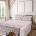 thumbnail image 1 of Ambesonne Nordic Fitted & Flat Sheet with Shams 4 Pcs Set, Scandinavian Floral Abstract, Full, Pastel Pink and Pale Grey, 1 of 1